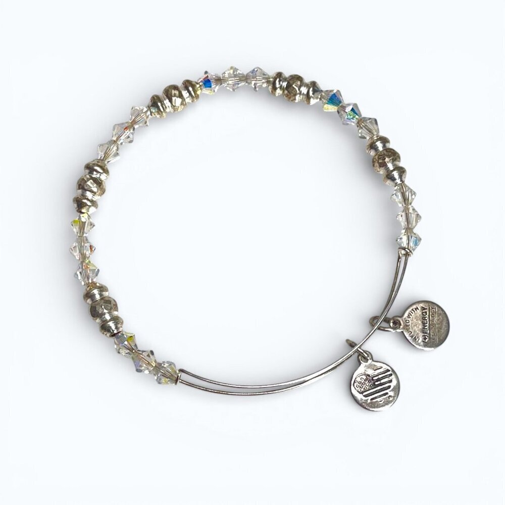 Alex and Ani Beaded Bangle – Clear Crystal Aurora Borealis + Silver Beads